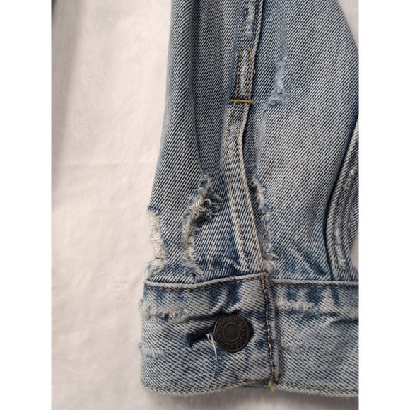 Levi's Denim Trucker Jacket Men's Small Blue Medium Wash Distressed S40116 - Picture 10 of 16
